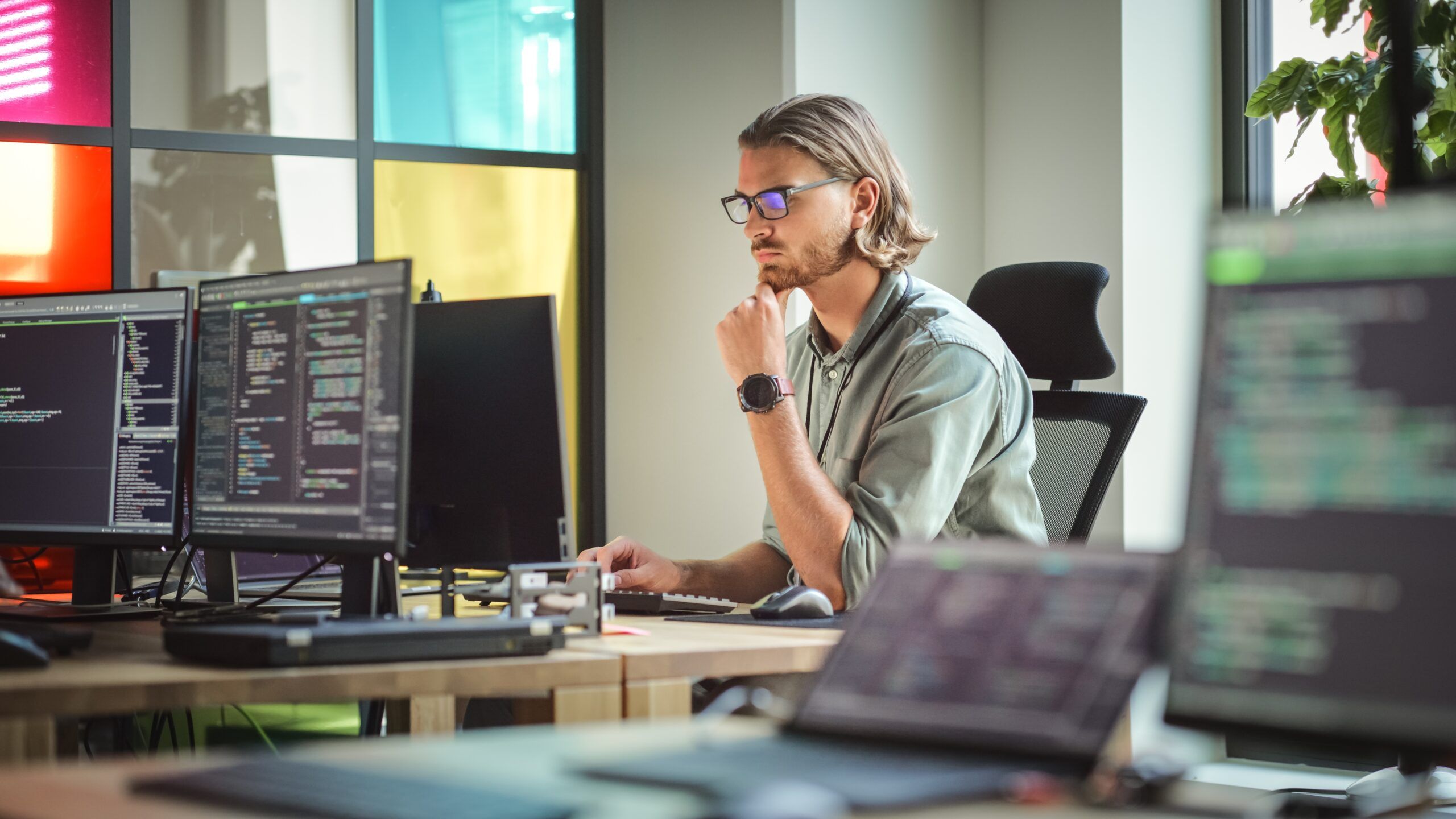 consultant working at computer
